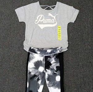 Puma Gray Tee Leggings Active Girls Set
